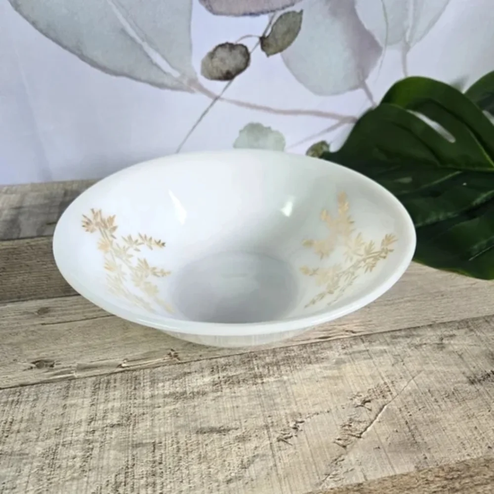 FEDERAL GLASS | Golden Glory Milk Glass Serving Bowl